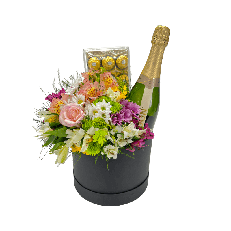 Box de Flores com Ferrero e Chandon
