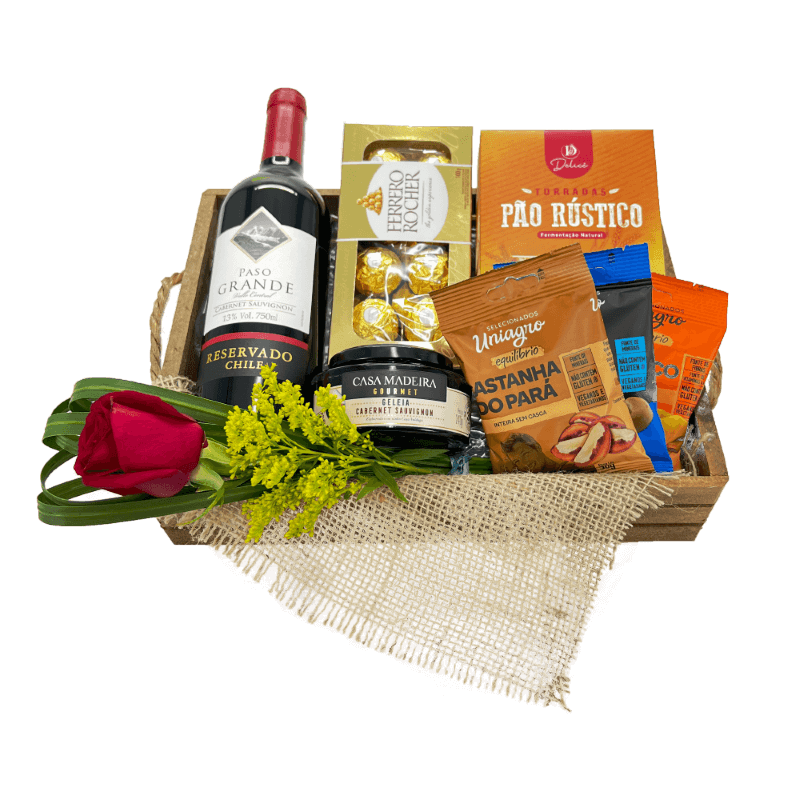 Cesta de Vinho e Aperitivos